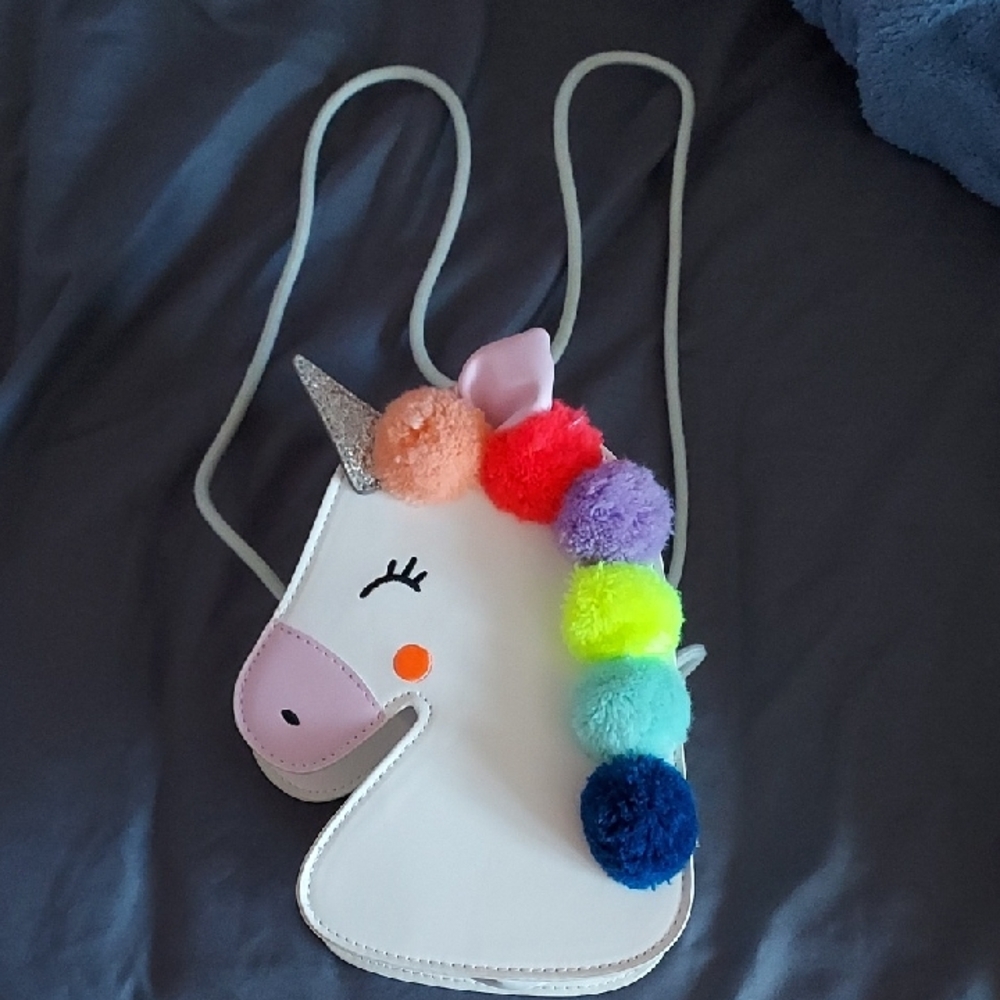 Cat & Jack Unicorn Bag with Colorful Pom-Poms